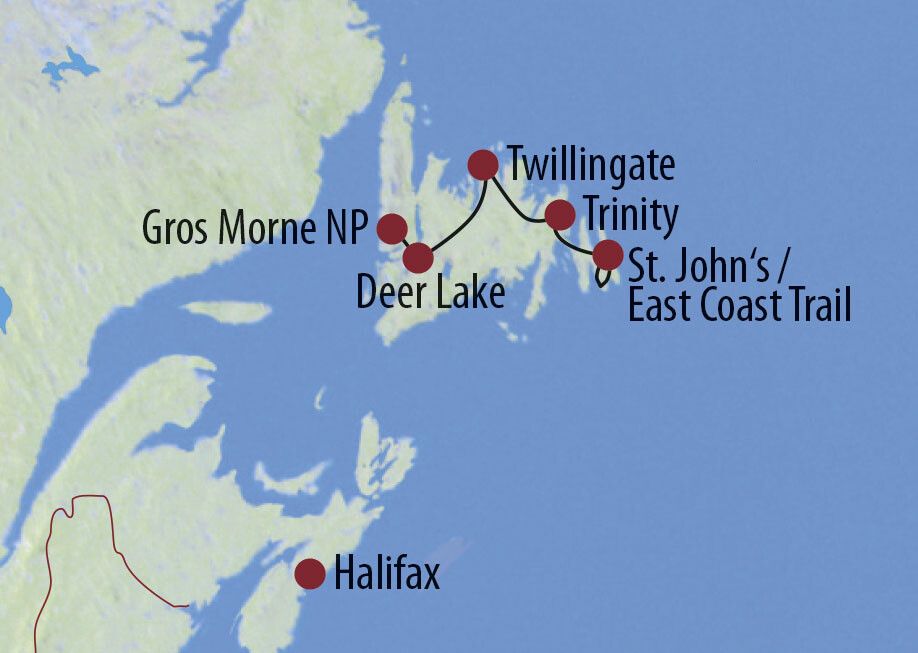 Kanada | Neufundland Weltwunder und wilde Küsten Elch in Zentral-Neufundland Karte