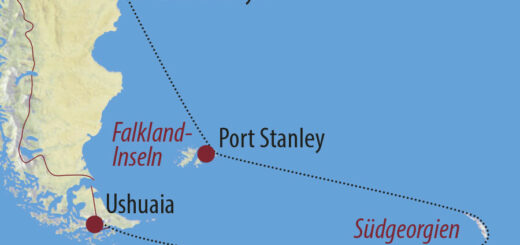 Karte Reise Antarktis Tierparadiese Falkland und Südgeorgien 2022