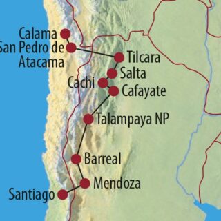 Karte Reise Chile • Argentinien Farbenpracht entlang der Anden 2022