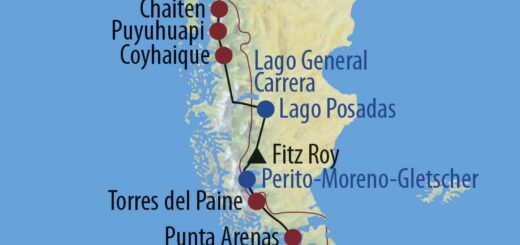 Karte Reise Chile • Argentinien | Patagonien Sehnsuchtsort Patagonien – auf dem Landweg nach Süden 2022