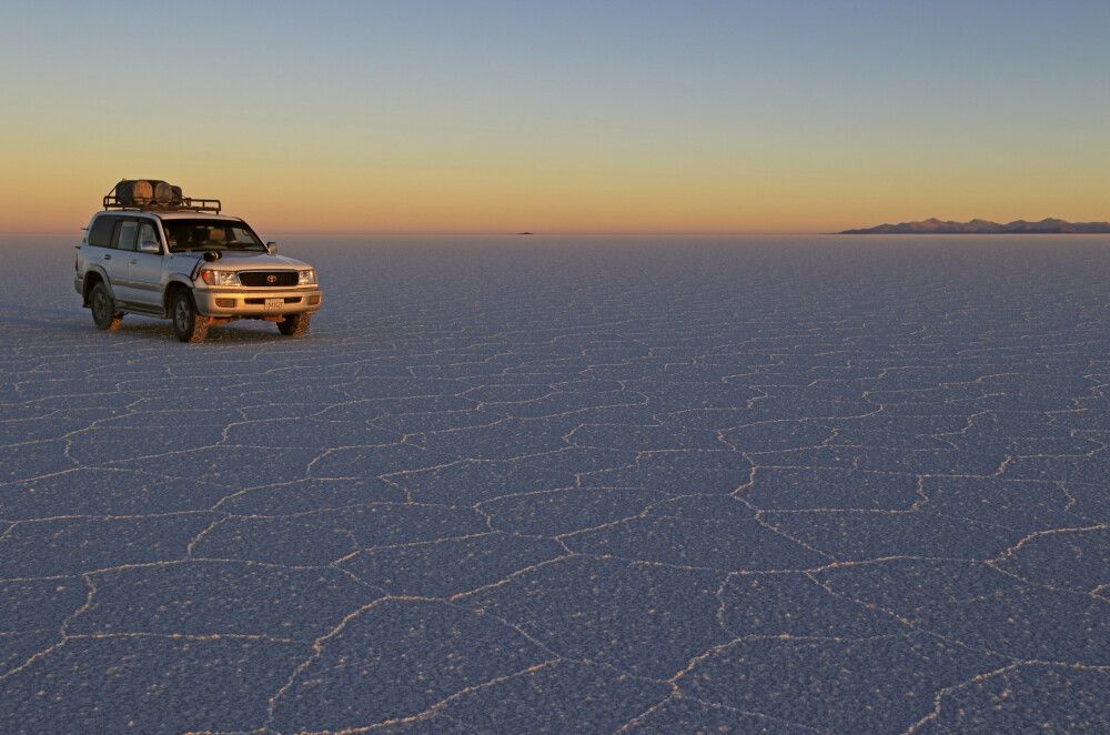 Sonnenuntergangsstimmung am Salar de Uyuni