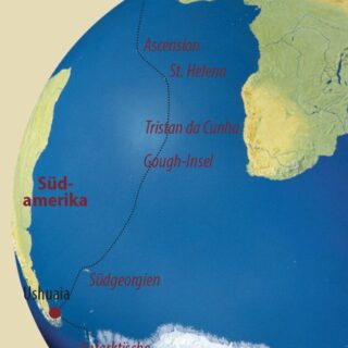 Karte Reise Südgeorgien • Tristan da Cunha • St. Helena • Ascension • Kapverden Atlantische Odyssee 2022