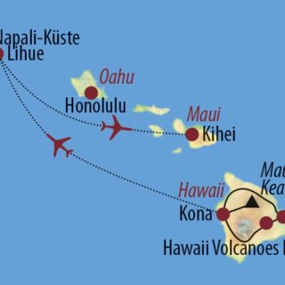 Karte Reise USA | Hawaii Auf den Trauminseln im Pazifik 2022