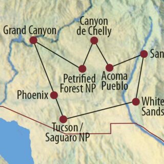 Karte Reise USA | Südwesten Durch das Land der Indianer und Kakteen 2022